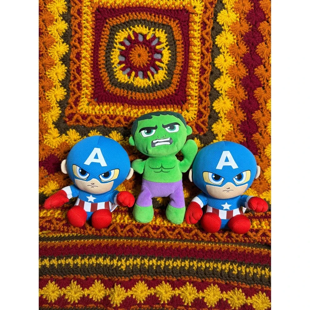 Marvel Ty Captain America Hulk & GI Joe Snake Eyes Plush Bundle 4pc Set